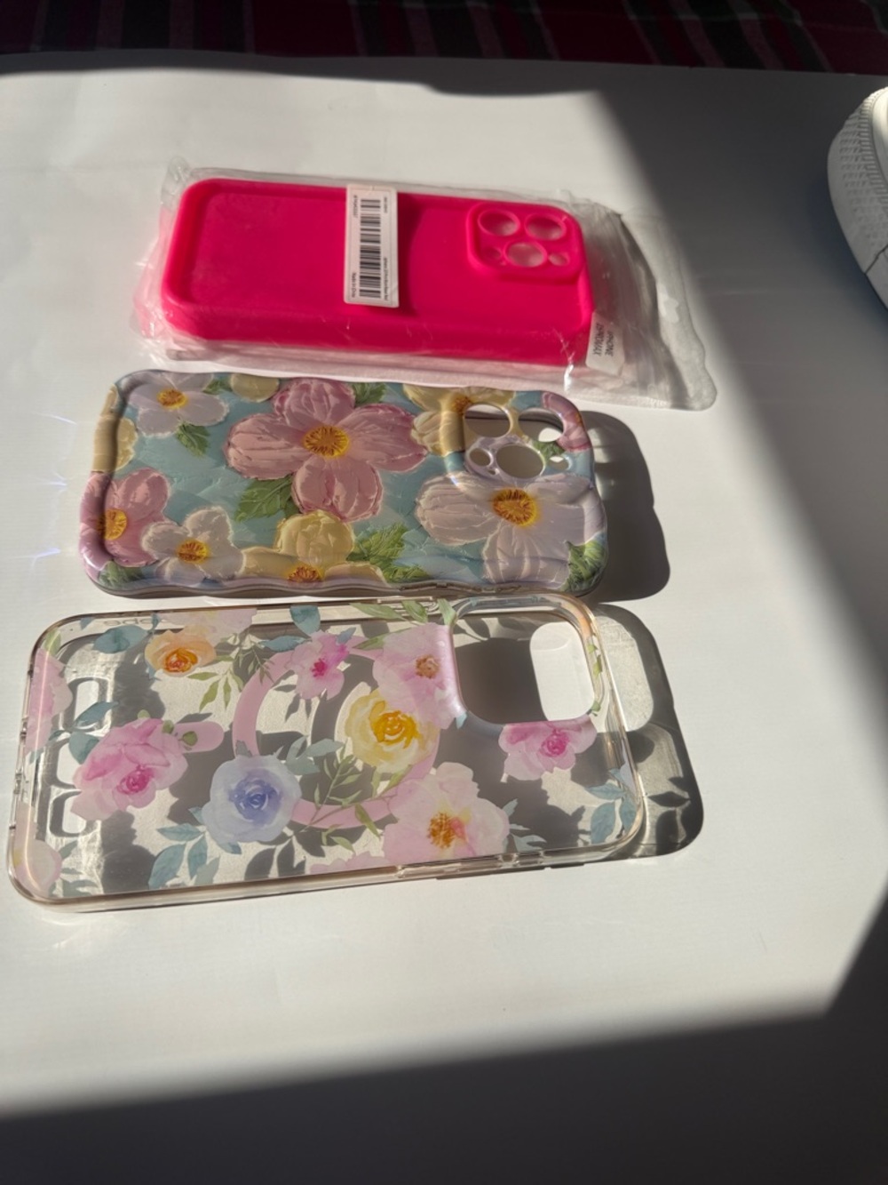 Pink Floral Silicone and Clear Floral Phone Case Bundle